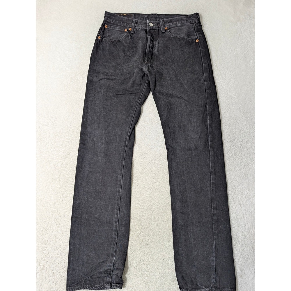 Levi's 501 Original Fit Jeans‎ Mens 32/34 Black Straight Leg Button Fly Denim - Picture 3 of 8
